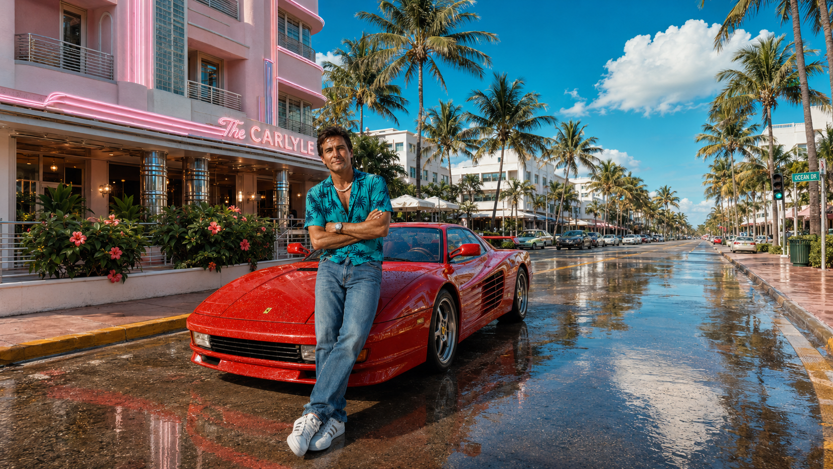 Ocean Drive — red Testarossa